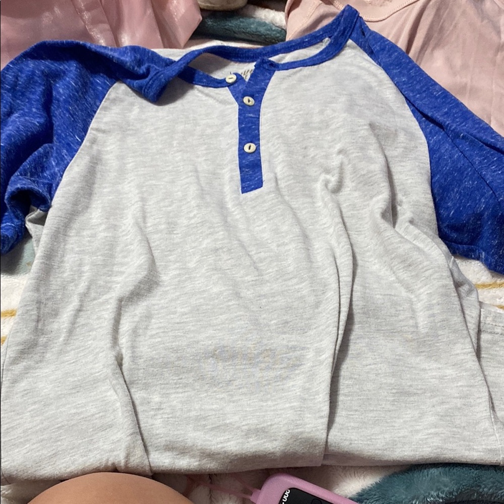 True Craft Blue and Gray Button Down Shirt